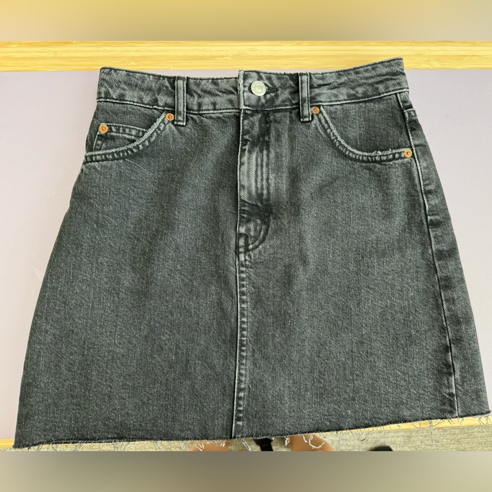 Topshop denim skirt in washed black